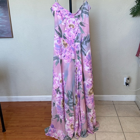 House of CB Seren Pink‎ Floral Floral Lace Back Maxi Dress NWOT Size L D-DD - Picture 13 of 16